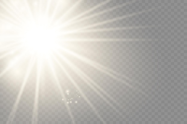 Efecto de luz brillante. Explosión de estrellas con destellos. Sol.