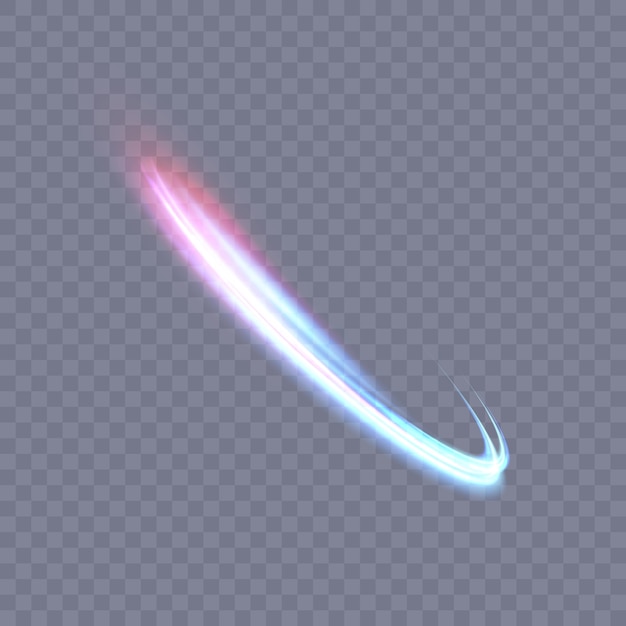 Un efecto de luz brillante con una flecha curva.