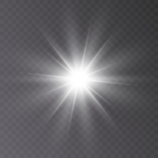 Efecto de luz brillante. Iluminación solar de estrellas para ilustración vectorial. Efecto sol brillante. Vector