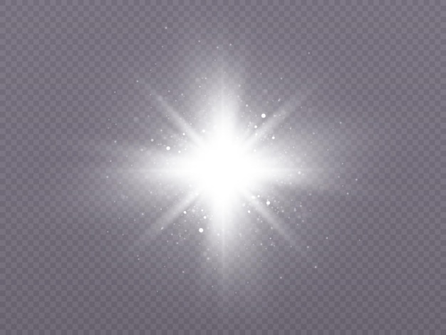 Efecto de luz brillante. iluminación solar de estrellas para ilustración vectorial. efecto sol brillante. vector