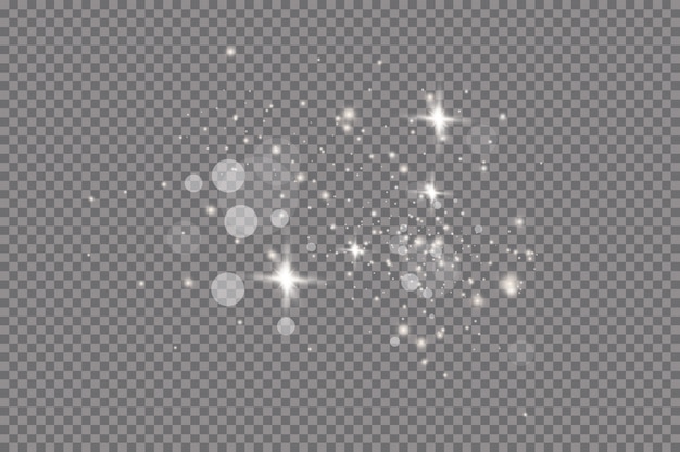 Efecto de luz brillante. ilustración. Flash navideño. polvo Caída de nieve. Decoración.