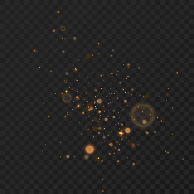 Efecto de luz brillante con muchas partículas de brillo aisladas en un fondo transparente. vector