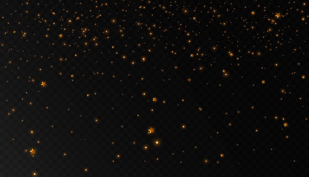 Efecto de luz brillante con muchas partículas de brillo aisladas sobre fondo transparente Vector