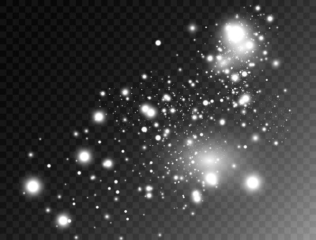 Efecto de luz brillante con muchas partículas de brillo aisladas.