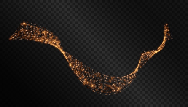 Efecto de luz brillante con muchas partículas de brillo, líneas de bokeh brillantes aisladas para diseño gráfico