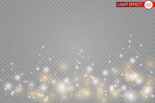 Efecto de luz brillante. Partículas brillantes de estrellas de polvo de hadas