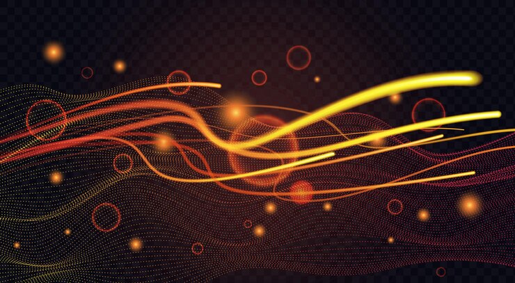 Vector efecto de luz brillante de polvo brillante con círculos de energía, movimiento dinámico, ondas de polvo de estrellas, resplandor