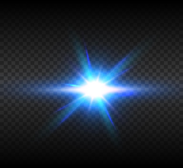 Efecto de luz brillante rayos cálidos chispa estrella sol Vector