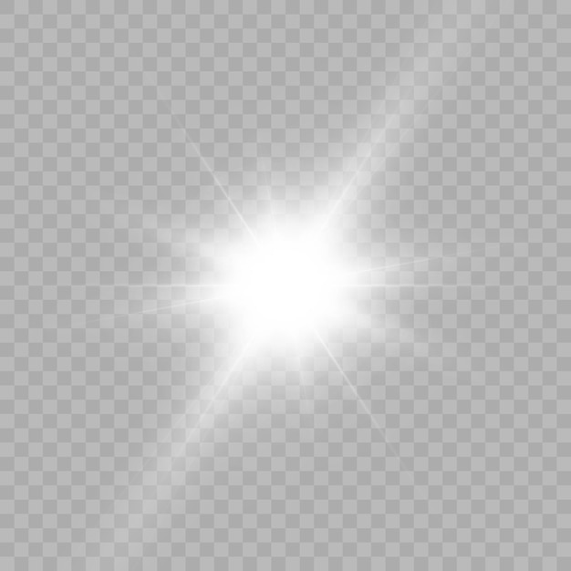 Efecto de luz brillante, rayos cálidos, chispa, estrella, sol, vector