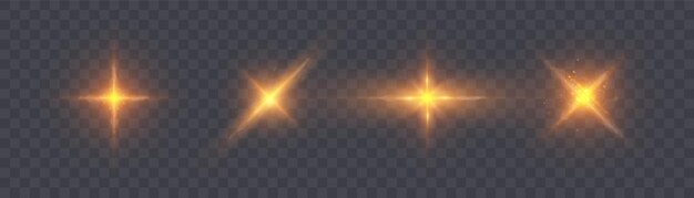 Efecto de luz brillante con rayos y deslumbramiento brilla con luz colorida para la ilustración vectorial
