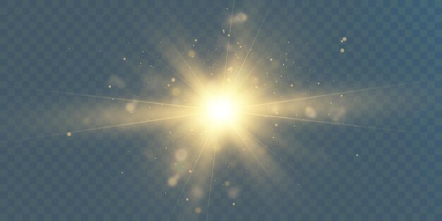 Efecto de luz brillante con rayos y reflejos para ilustración vectorial