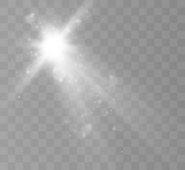 Efecto de luz brillante con rayos y reflejos para ilustración vectorial