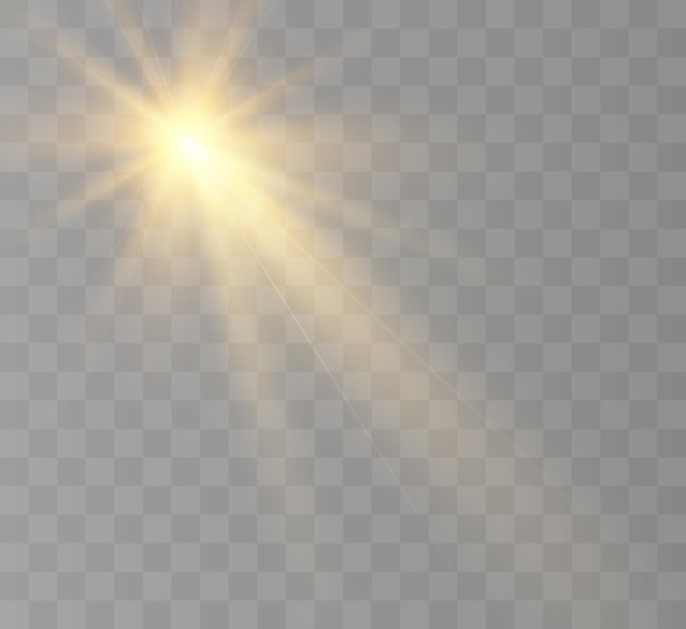 Efecto de luz brillante con rayos y reflejos para ilustración vectorial