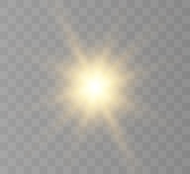 Efecto de luz brillante con rayos y reflejos para ilustración vectorial