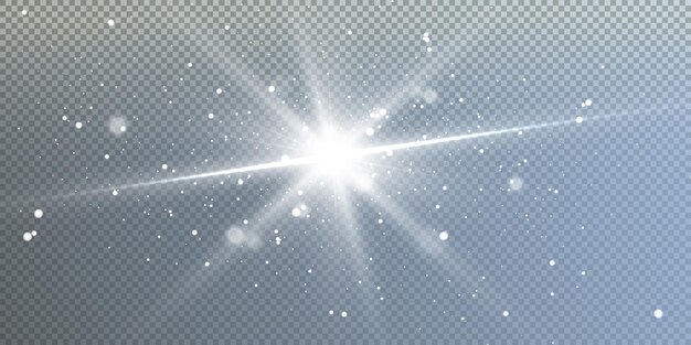Efecto de luz brillante con rayos y reflejos para ilustración vectorial