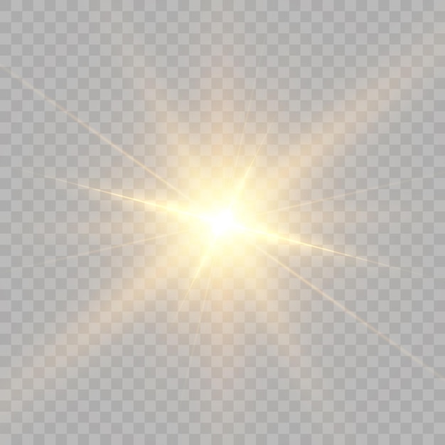 Efecto de luz brillante con rayos y reflejos para ilustración vectorial