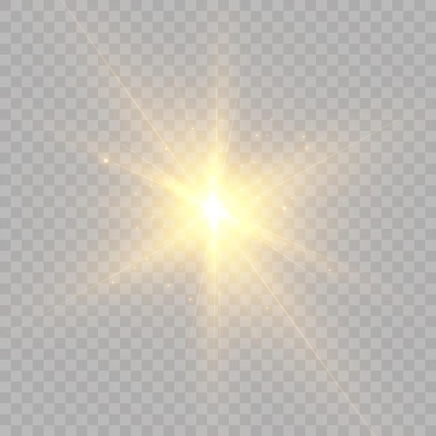 Efecto de luz brillante con rayos y reflejos para ilustración vectorial