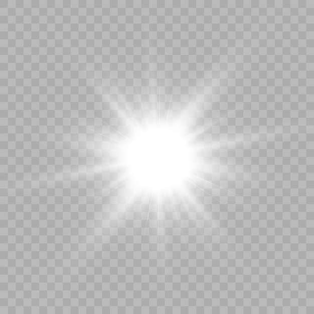 Efecto de luz brillante con rayos y reflejos para ilustración vectorial
