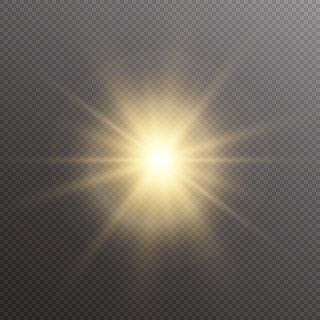 Efecto de luz brillante con rayos y reflejos para ilustración vectorial.