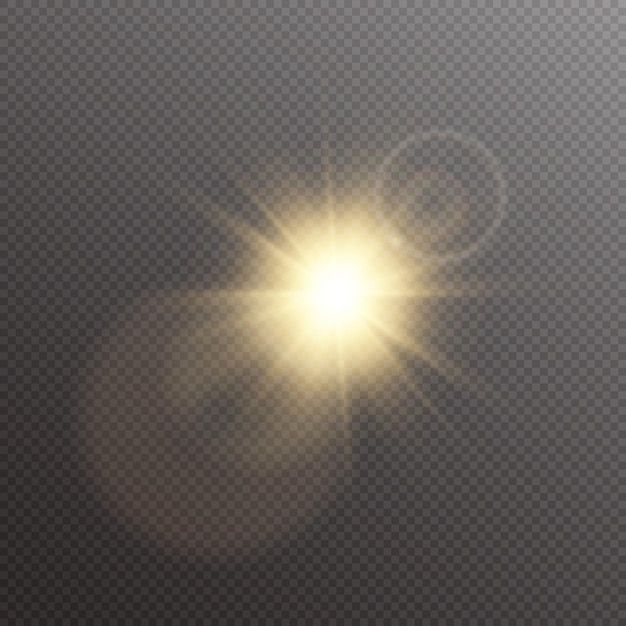 Efecto de luz brillante con rayos y reflejos para ilustración vectorial.