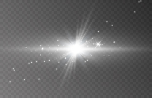 Efecto de luz brillante con rayos y reflejos para ilustración vectorial