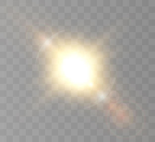 Efecto de luz brillante con rayos y reflejos.
