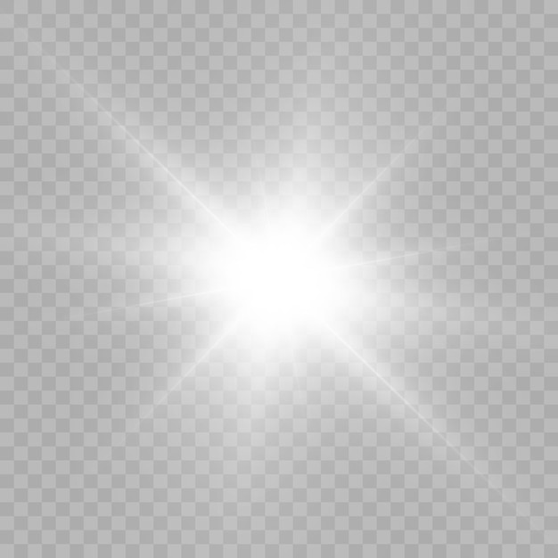 Efecto de luz brillante realista estrella brillante sobre un fondo transparente Vector