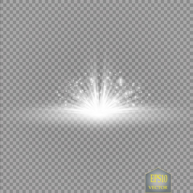 Vector efecto de luz brillante sobre fondo transparente.