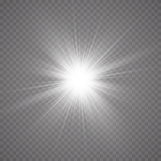 Efecto de luz brillante sobre un fondo transparente