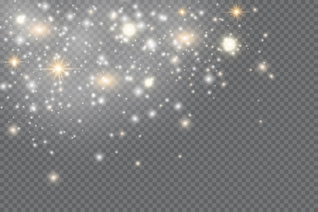 Efecto de luz brillante. Sparkle aislado. Partículas de polvo mágico espumoso.
