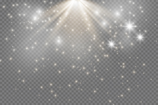Efecto de luz brillante. Sparkle aislado. Partículas de polvo mágico espumoso.