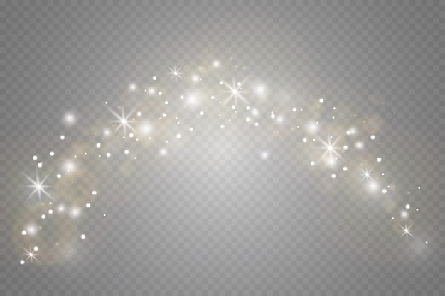 Efecto de luz brillante. Sparkle aislado. Partículas de polvo mágico espumoso.