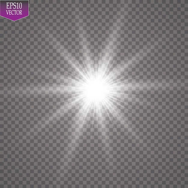 Efecto de luz brillante. starburst con destellos en la ilustración de fondo transparente.