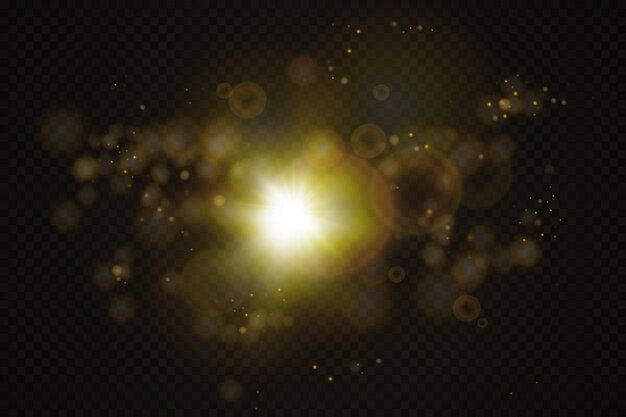 Efecto de luz brillante. Starburst con destellos sobre fondo transparente. Dom