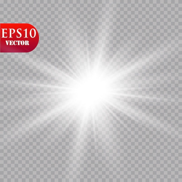 Efecto de luz brillante. Starburst con destellos sobre fondo transparente. . Dom