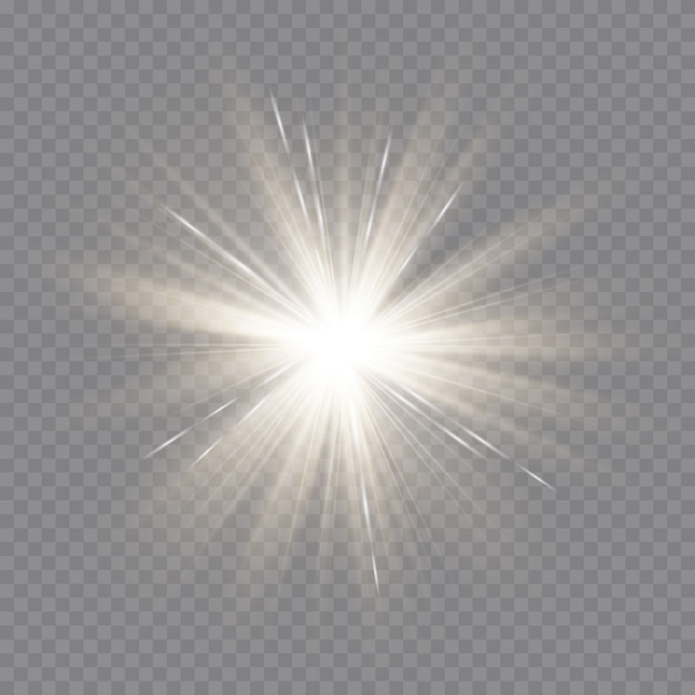 Efecto de luz brillante. Starburst con destellos sobre fondo transparente. . Dom