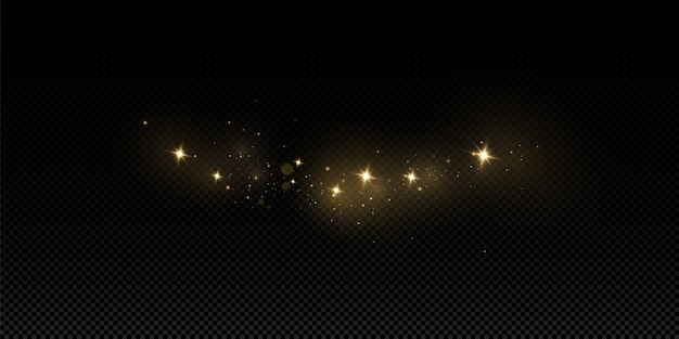 Efecto de luz brillante. vector brilla. partículas de polvo mágicas chispeantes. las chispas de polvo y las estrellas doradas brillan con una luz especial.