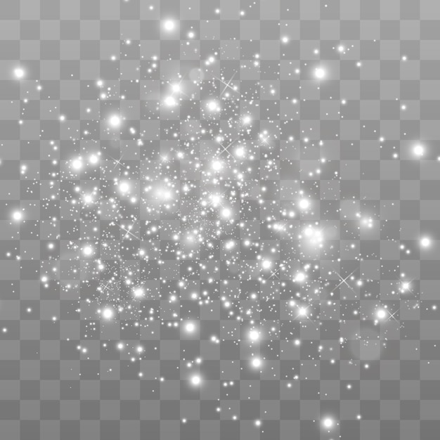 Efecto de luz de brillo de chispas blancas. Partículas de polvo mágico espumoso.