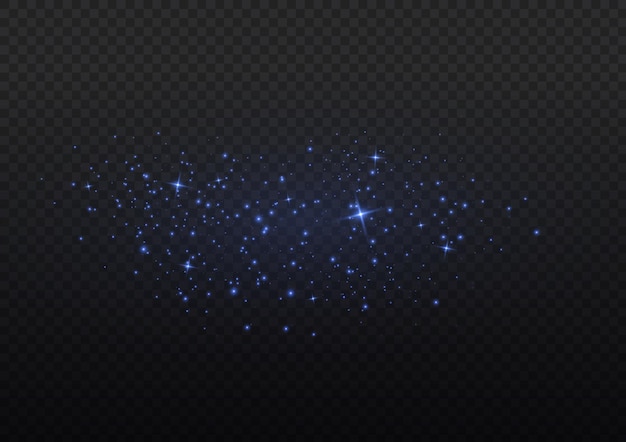 Efecto de luz Brillo de polvo azul estrellado Estrellas brillantes luces destellos Chispas de destello de Navidad Vector