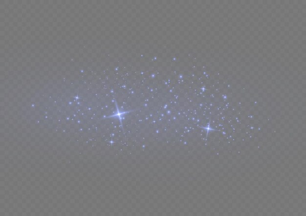 Efecto de luz Brillo de polvo azul estrellado Estrellas brillantes luces destellos Chispas de destello de Navidad Vector