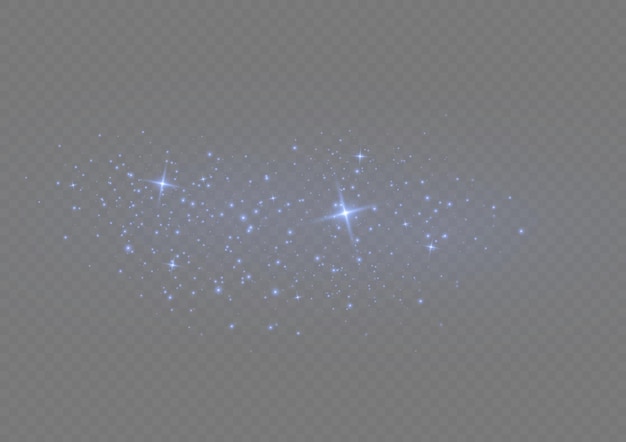 Efecto de luz Brillo de polvo azul estrellado Estrellas brillantes luces destellos Chispas de destello de Navidad Vector