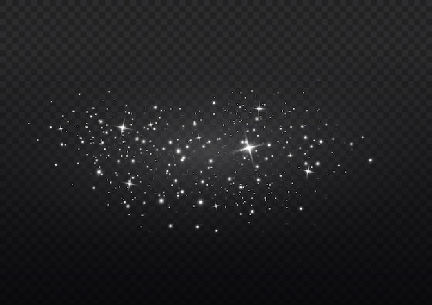 Efecto de luz brillo de polvo blanco estrellado luces de estrellas brillantes destellos chispas de flash de navidad vector