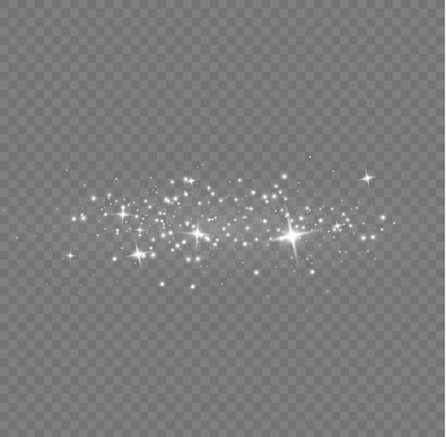 Efecto de luz Brillo de polvo blanco estrellado Luces de estrellas brillantes destellos Chispas de flash de Navidad Vector