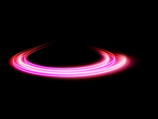 Vector efecto de luz de círculo brillante efecto de luz de curva realista sobre fondo negro