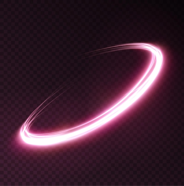 Efecto de luz de curva de giro rosa claro de línea rosa círculo rosa luminoso vector png