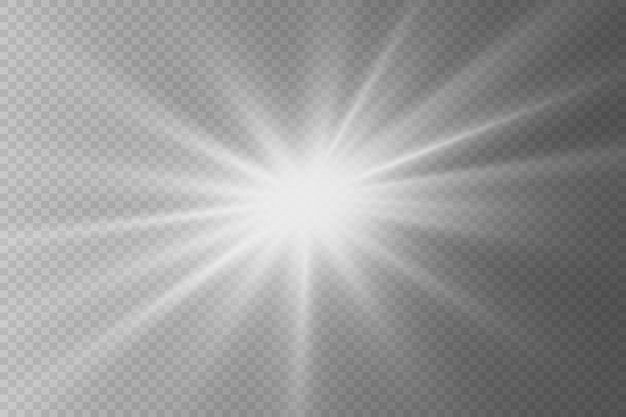 Efecto de luz de destello especial de la lente Destellos de luz de rayos y focos Luz brillante blanca
