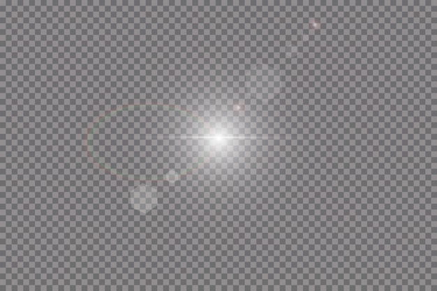 Efecto de luz de destello de lente especial de luz solar transparente. Destello de sol con rayos y foco