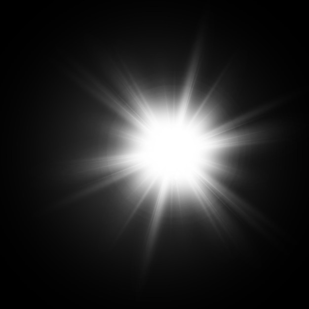 Efecto de luz de destello de lente especial de luz solar transparente de vector Estrella hermosa brillante