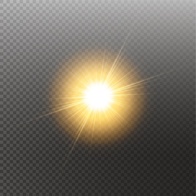 Efecto de luz de destello de lente especial de luz solar transparente de vector. sol aislado. efecto de luz brillante.