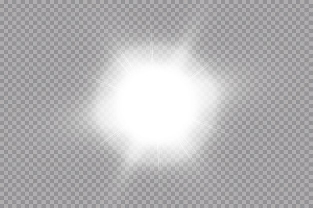 Efecto de luz de destello de lente especial de luz solar transparente de vector Sol aislado sobre fondo transparente Efecto de luz de resplandor